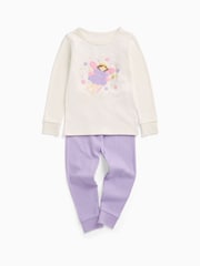 MORI Cream Purple Fairy Garden Supersoft Ribbed Placement Print Pyjamas Set - Image 3 of 4