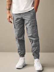Light Blue Grey Regular Tapered Fit Stretch Utility Cargo Trousers - Image 1 of 14