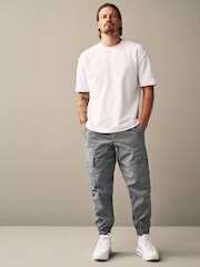 Light Blue Grey Regular Tapered Fit Stretch Utility Cargo Trousers - Image 2 of 14