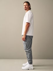 Light Blue Grey Regular Tapered Fit Stretch Utility Cargo Trousers - Image 3 of 14
