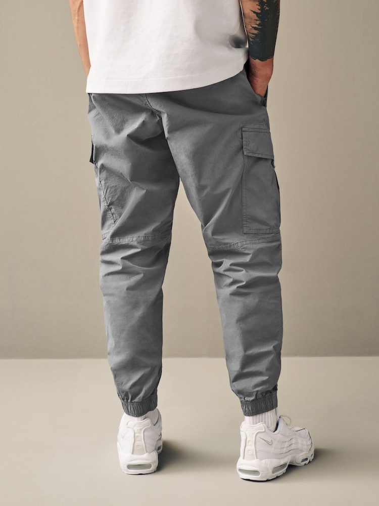Bleu clair Gris - Coupe fuselée régulière - Pantalon cargo style militaire en tissu stretch - Image 5 of 14