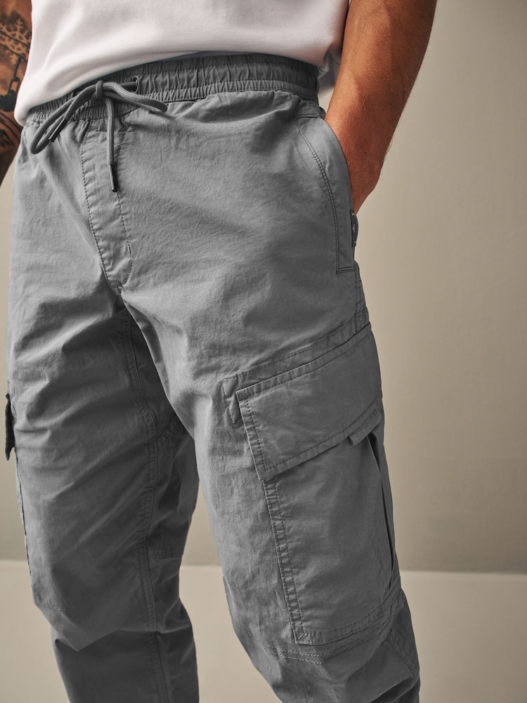 Bleu clair Gris - Coupe fuselée régulière - Pantalon cargo style militaire en tissu stretch - Image 7 of 14