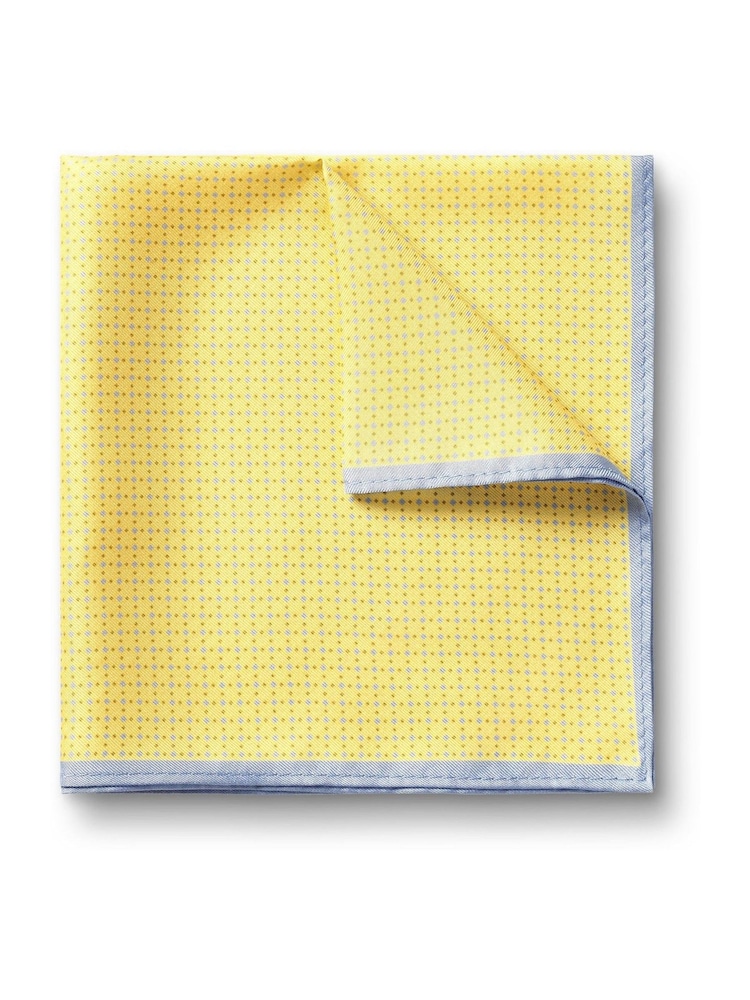 Charles Tyrwhitt Yellow Mini Floral Print Silk Pocket Square - Image 1 of 2
