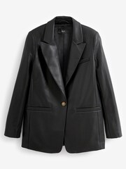 Schwarz - Blazer in Lederoptik - Bild 1 von 1
