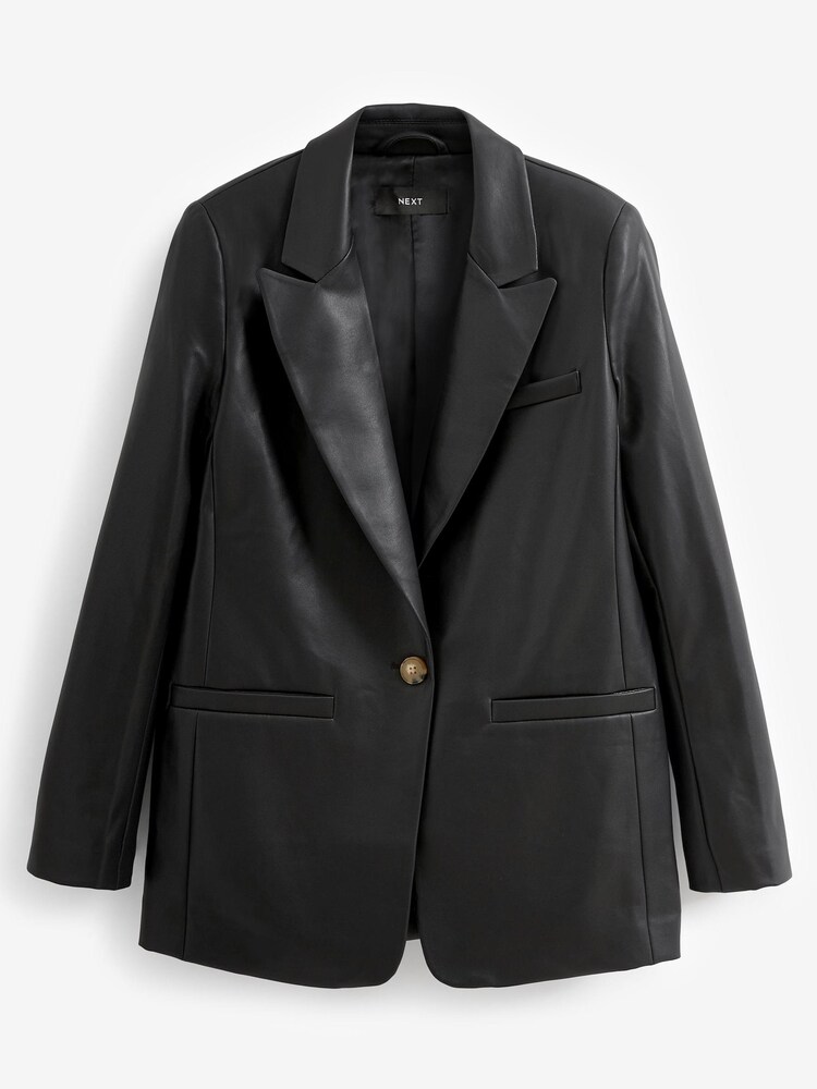 Schwarz - Blazer in Lederoptik - Bild 1 von 1