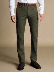 Зеленый - Саржевые джинсы зауженного кроя с 5 карманами Charles Tyrwhitt - Изображение 1 из 5