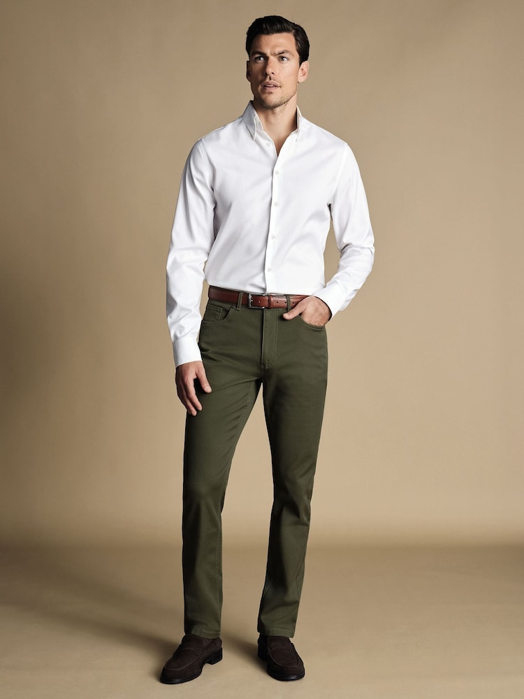 Vert - Jean Charles Tyrwhitt slim sergé à 5 poches - Image 3 of 5