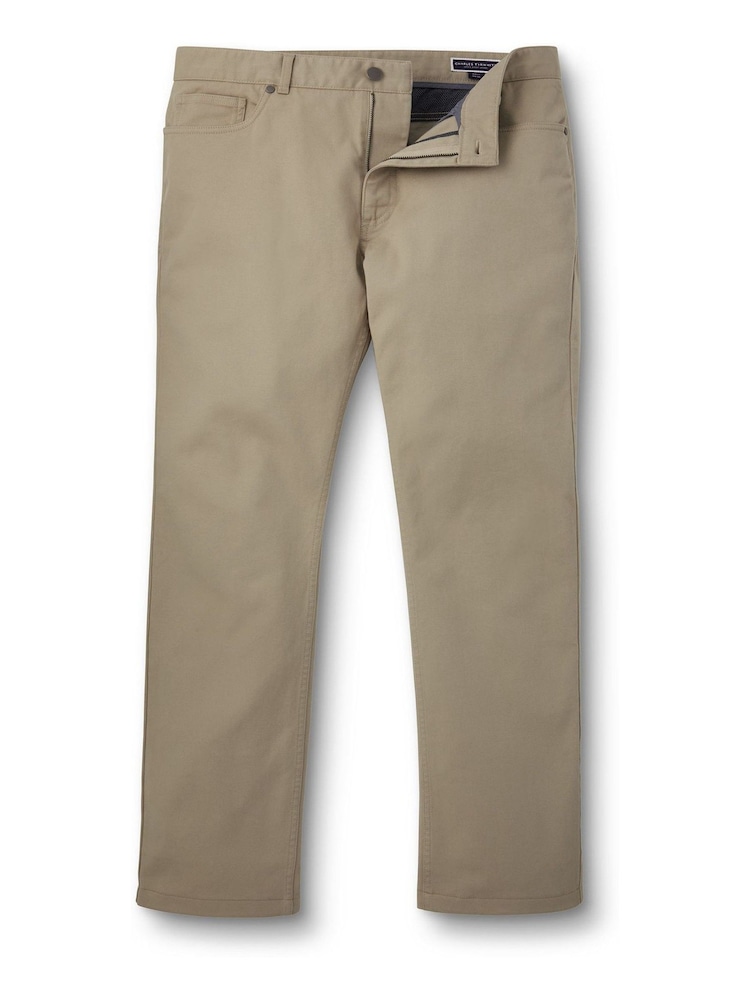 Charles Tyrwhitt Natural cream Twill Slim Fit 5 Pocket Jeans - Image 4 of 5