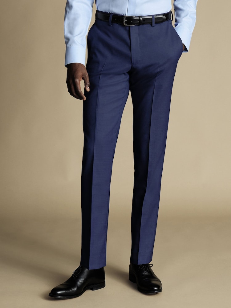 Charles Tyrwhitt Blue Slim Fit Sharkskin Ultimate Performance Suit Trousers - Image 1 of 3