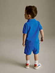 Blue Short Sleeve Polo and Shorts Set (3mths-7yrs) - Image 3 of 7