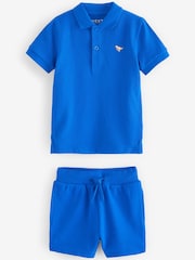 Blue Short Sleeve Polo and Shorts Set (3mths-7yrs) - Image 5 of 7