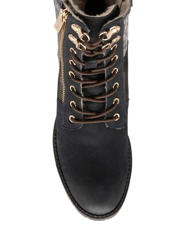 Lotus Navy Blue Leather Zip-Up Ankle Boots - Image 4 of 4