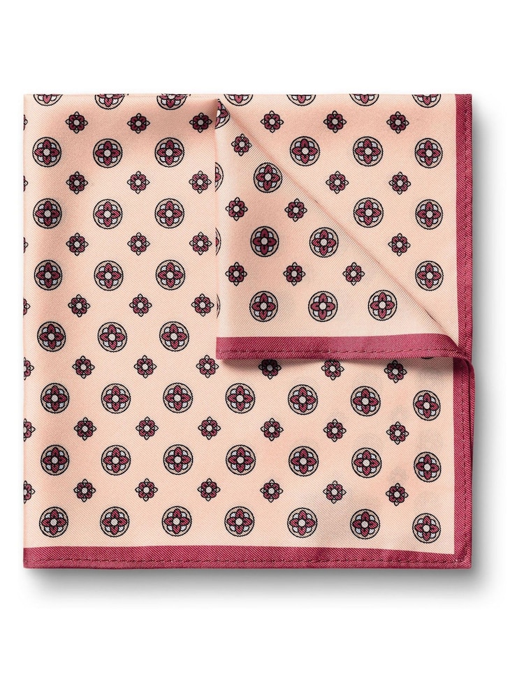 Charles Tyrwhitt Pink Medallion Silk Pocket Square - Image 1 of 3