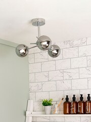 BHS Chrome Lindos 3lt Cross Arm Semi Flush Ceiling Light - Image 1 of 4