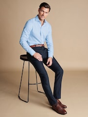 Charles Tyrwhitt Blue Slim Fit 100% Linen Trousers - Image 1 of 5
