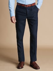 Charles Tyrwhitt Blue Slim Fit 100% Linen Trousers - Image 2 of 5