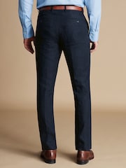 Charles Tyrwhitt Blue Slim Fit 100% Linen Trousers - Image 3 of 5