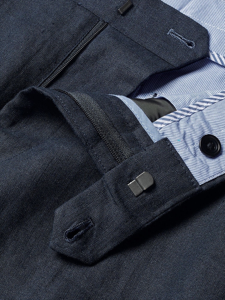 Charles Tyrwhitt Blue Slim Fit 100% Linen Trousers - Image 5 of 5