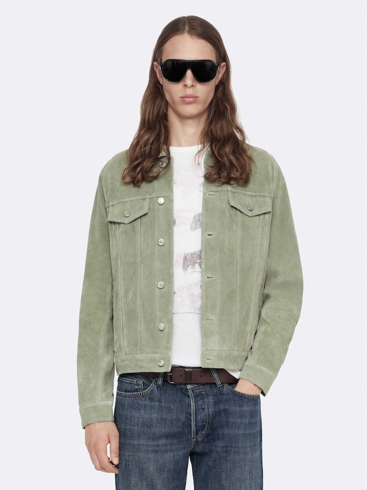 AllSaints Chaiyo Suede Trucker Jacket - Bilde 1 av 8