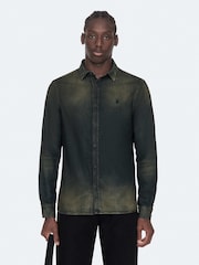 AllSaints Blue Gleason Denim Shirt - Image 1 of 8