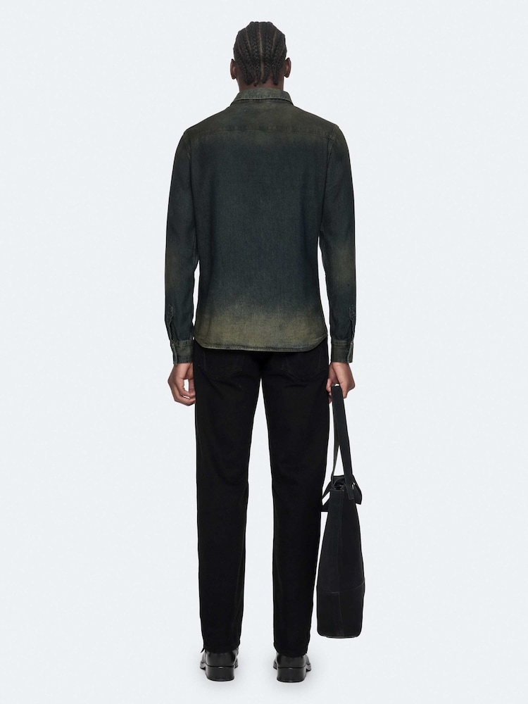 AllSaints Blue Gleason Denim Shirt - Image 2 of 8 AllSaints Blue Gleason Denim Shirt - Image 2 of 8