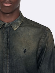 AllSaints Blue Gleason Denim Shirt - Image 4 of 8