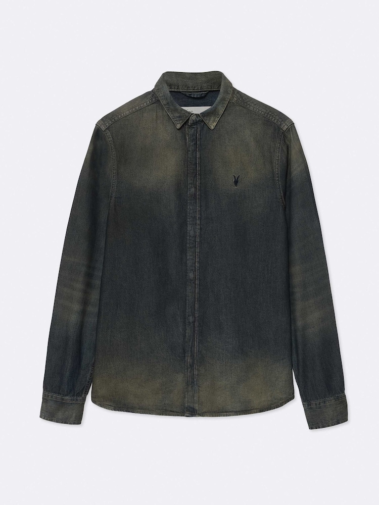 AllSaints Blue Gleason Denim Shirt - Image 8 of 8 AllSaints Blue Gleason Denim Shirt - Image 8 of 8