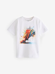 White Football Boot 100% Cotton Short Sleeve Graphic T-Shirt (3-16yrs) - Image 1 of 3