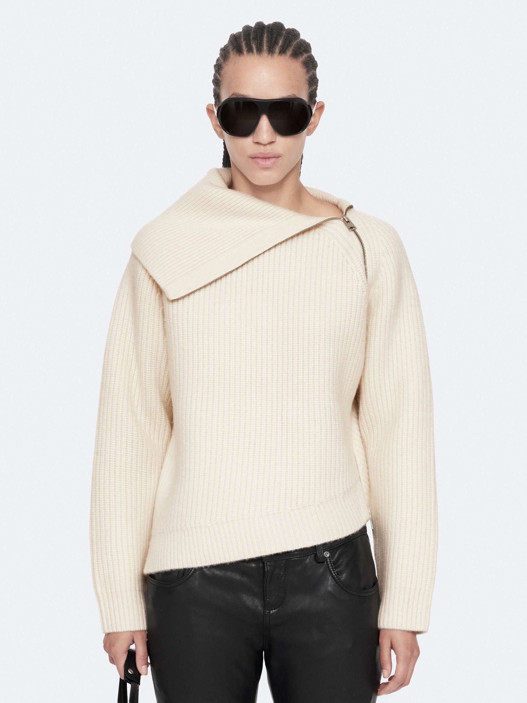 All Saints Women's White Allsaints Cleo Funnel Neck Jumper