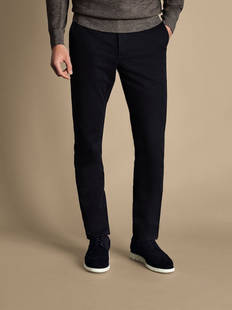 Charles Tyrwhitt Dark black Classic Fit Ultimate non-iron Chino Trousers - Image 1 of 5
