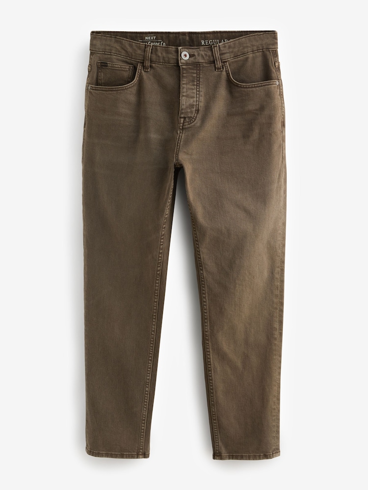 Brown Regular Fit Overdyed Denim Jeans - Image 2 of 2
