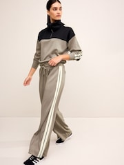 Stone Natural/Black Slinky Quarter Zip Funnel Neck Long Sleeve Top - Image 2 of 7