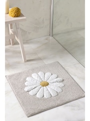 Grey Daisy 100% Cotton Shower Mat - Image 1 of 3