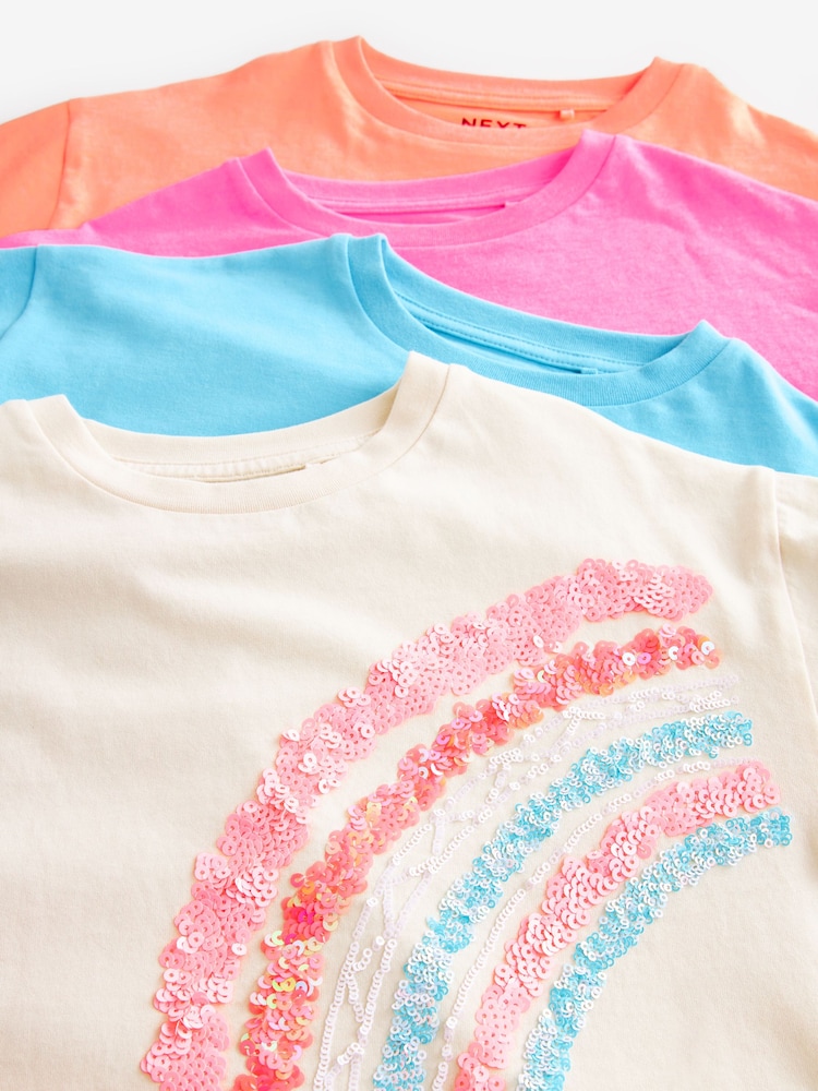Fluro Rosa/Orange/Blau - Pailletten-Regenbogen Boxy T-Shirts im 4er-Pack (3-16Jahre) - Bild 11 von 11 Fluro Rosa/Orange/Blau - Pailletten-Regenbogen Boxy T-Shirts im 4er-Pack (3-16Jahre) - Bild 11 von 11