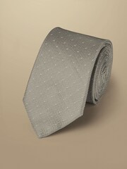 Charles Tyrwhitt Grey Spot Silk Stain Resist Tie - Image 1 of 2