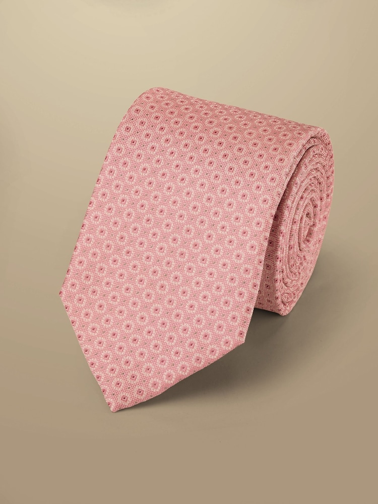 Charles Tyrwhitt Pink Mini Floral Silk Stain Resist Pattern Tie - Image 1 of 2