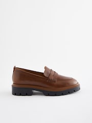 Tan Brown Forever Comfort Leather Cleated Sole Loafer Shoes - Image 2 of 5