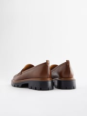 Tan Brown Forever Comfort Leather Cleated Sole Loafer Shoes - Image 3 of 5
