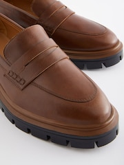 Tan Brown Forever Comfort Leather Cleated Sole Loafer Shoes - Image 4 of 5