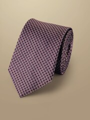 Charles Tyrwhitt Pink Semi Plain Silk Stain Resist Pattern Tie - Image 1 of 2