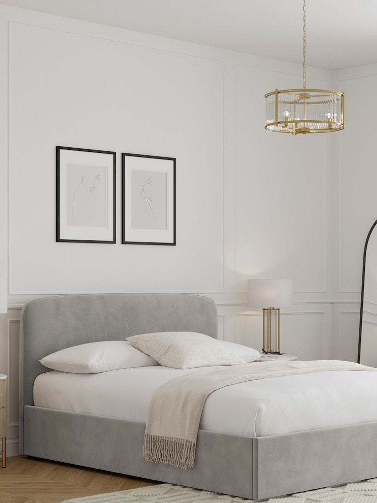 Grey Light Opulent Velvet Matson Upholstered Ottoman Storage Bed Frame - Image 1 of 8