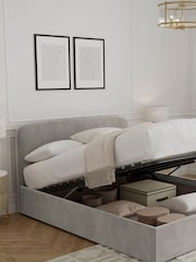 Grey Light Opulent Velvet Matson Upholstered Ottoman Storage Bed Frame - Image 2 of 8