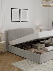 Grey Light Opulent Velvet Matson Upholstered Ottoman Storage Bed Frame - Image 4 of 8