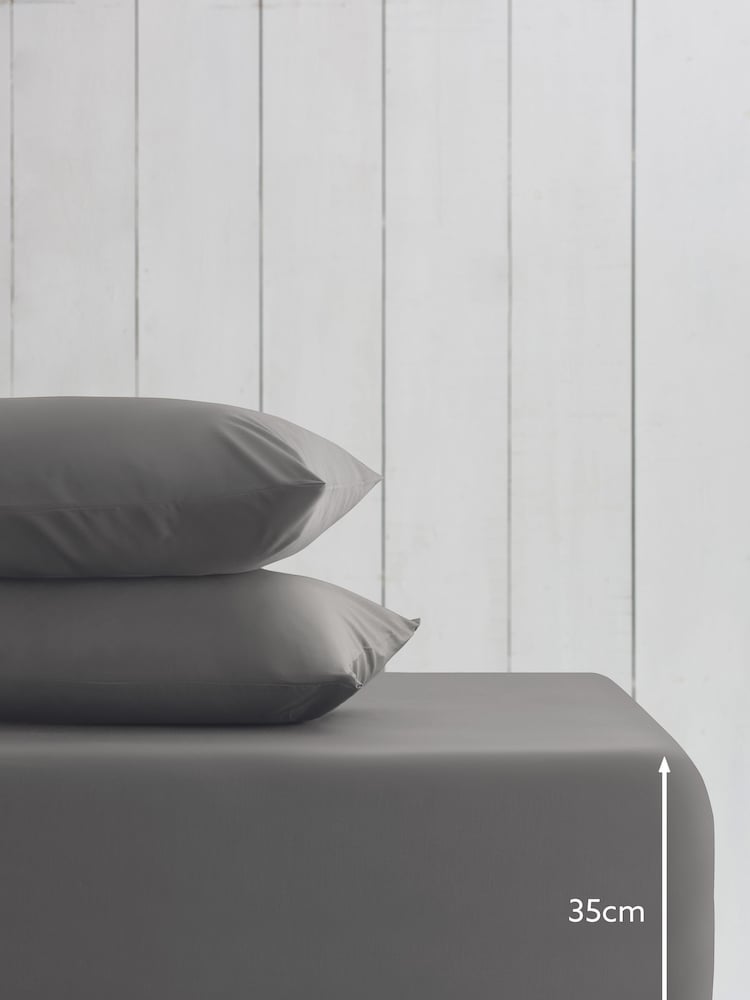 Grey Charcoal Cotton Rich Deep Fitted Sheet - Image 2 of 2