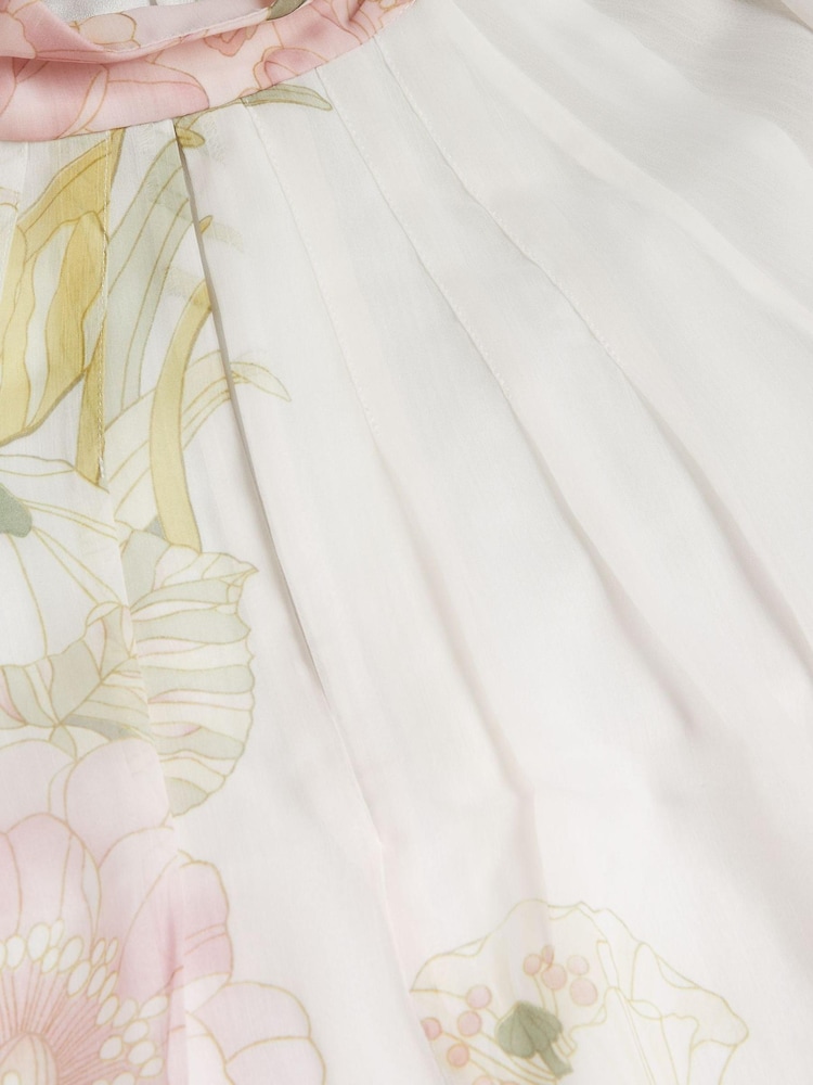 Ted Baker Lelyaa High Neck Pleat Detailing Long Sleeve White Top - Image 5 of 5