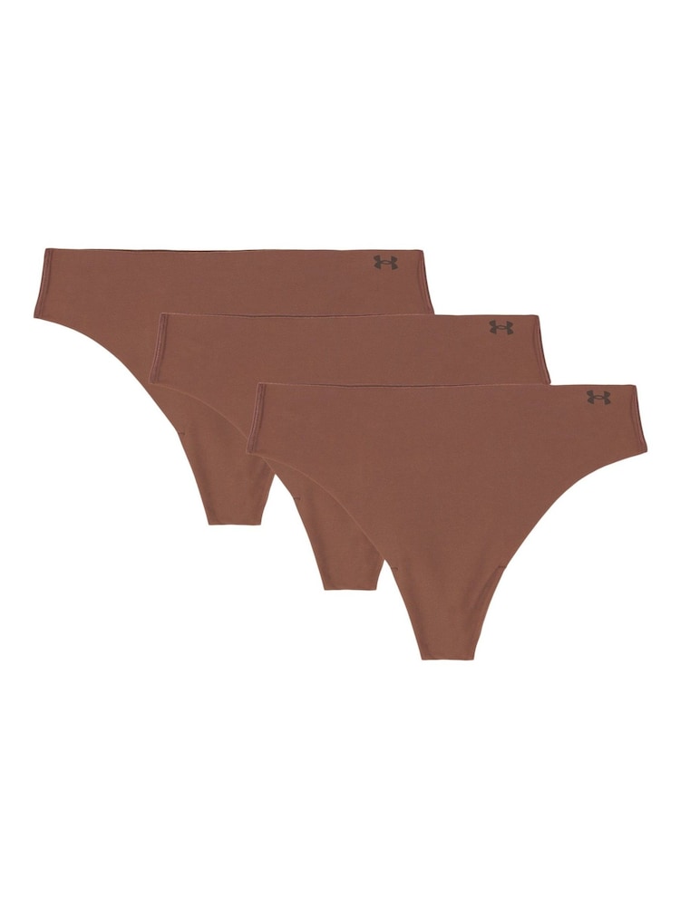Under Armour Dark Brown No Show Pure Stretch Thongs 3 Pack - Image 1 of 5
