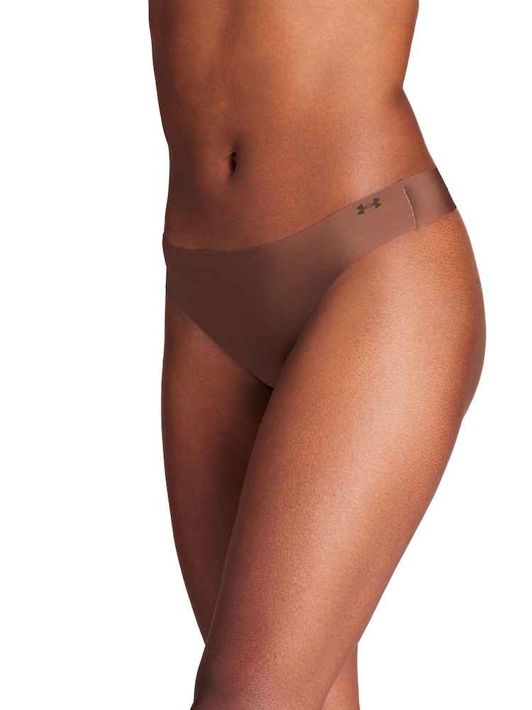 Under Armour Dark Brown No Show Pure Stretch Thongs 3 Pack - Image 4 of 5