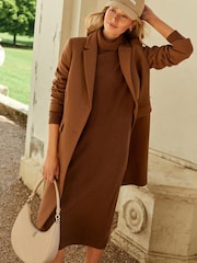 Tommy Hilfiger Cashmere Blend Roll Neck Brown Dress - Image 1 of 10