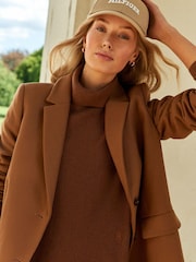 Tommy Hilfiger Cashmere Blend Roll Neck Brown Dress - Image 2 of 10