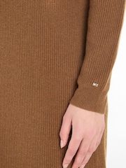 Tommy Hilfiger Cashmere Blend Roll Neck Brown Dress - Image 7 of 10
